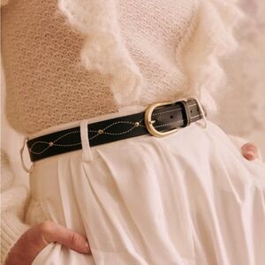 Sezane Tammy Belt in smooth black leather